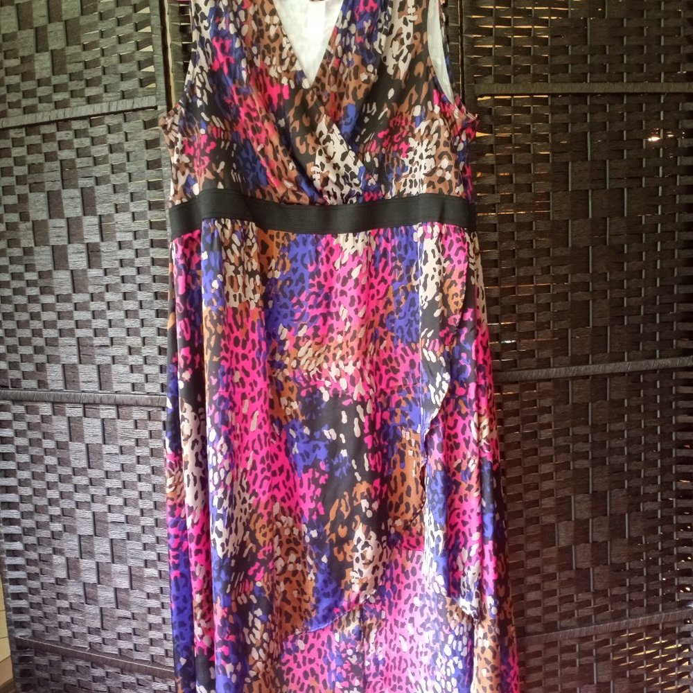 Dress animal print hi low
